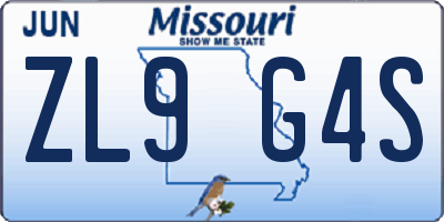 MO license plate ZL9G4S