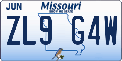 MO license plate ZL9G4W