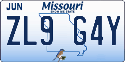 MO license plate ZL9G4Y