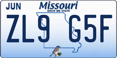 MO license plate ZL9G5F
