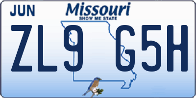 MO license plate ZL9G5H