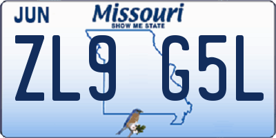 MO license plate ZL9G5L