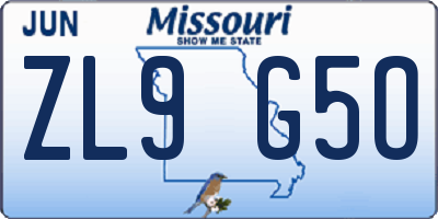 MO license plate ZL9G5O