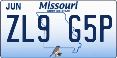 MO license plate ZL9G5P