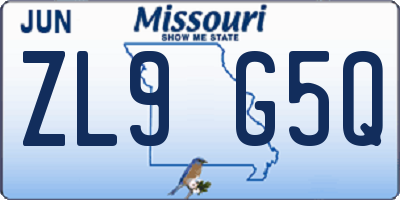 MO license plate ZL9G5Q