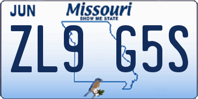 MO license plate ZL9G5S