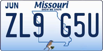 MO license plate ZL9G5U