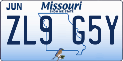 MO license plate ZL9G5Y