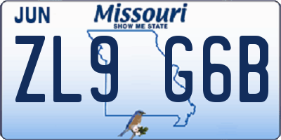 MO license plate ZL9G6B