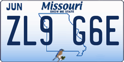 MO license plate ZL9G6E