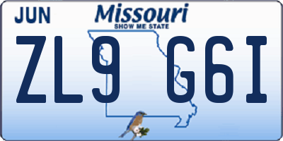 MO license plate ZL9G6I