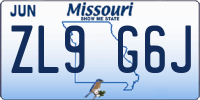 MO license plate ZL9G6J