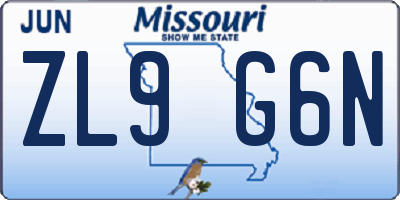 MO license plate ZL9G6N