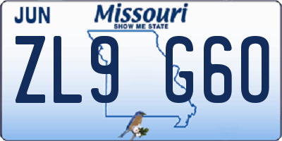 MO license plate ZL9G6O
