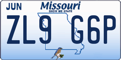 MO license plate ZL9G6P