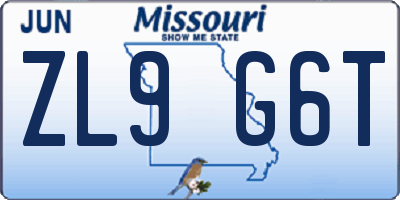 MO license plate ZL9G6T