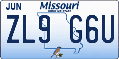MO license plate ZL9G6U