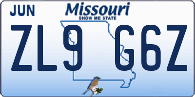 MO license plate ZL9G6Z