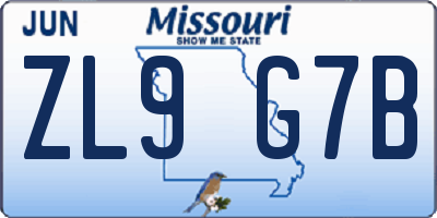 MO license plate ZL9G7B
