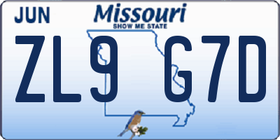 MO license plate ZL9G7D