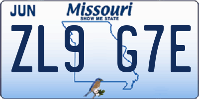 MO license plate ZL9G7E