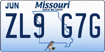 MO license plate ZL9G7G