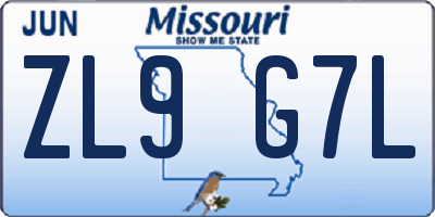 MO license plate ZL9G7L
