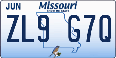 MO license plate ZL9G7Q