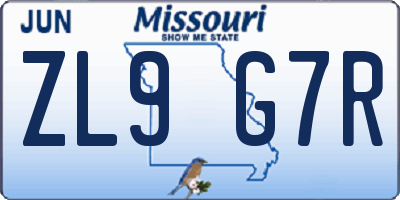 MO license plate ZL9G7R