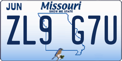 MO license plate ZL9G7U