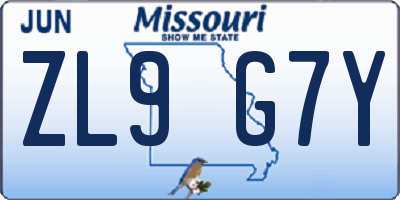 MO license plate ZL9G7Y