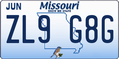 MO license plate ZL9G8G