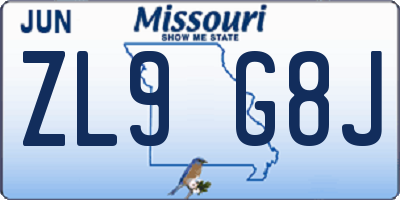 MO license plate ZL9G8J