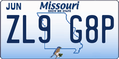 MO license plate ZL9G8P