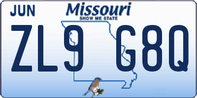 MO license plate ZL9G8Q