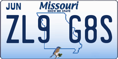 MO license plate ZL9G8S