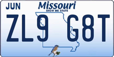 MO license plate ZL9G8T