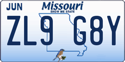 MO license plate ZL9G8Y