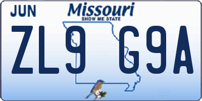 MO license plate ZL9G9A