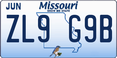 MO license plate ZL9G9B