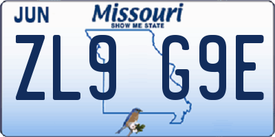 MO license plate ZL9G9E