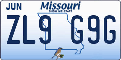 MO license plate ZL9G9G