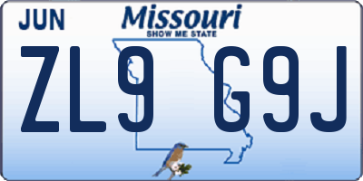 MO license plate ZL9G9J