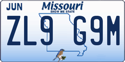 MO license plate ZL9G9M