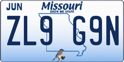 MO license plate ZL9G9N