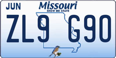 MO license plate ZL9G9O