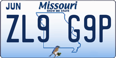 MO license plate ZL9G9P