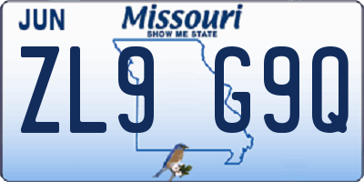 MO license plate ZL9G9Q