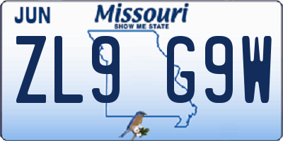 MO license plate ZL9G9W