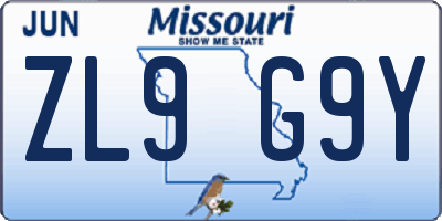 MO license plate ZL9G9Y